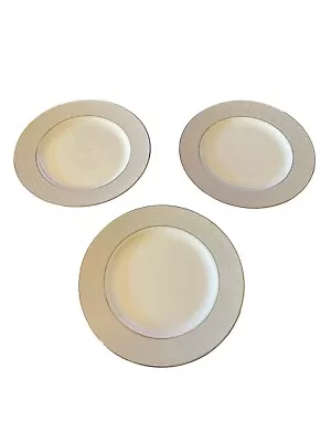 Mikasa Parchment L3438 Set Of 3 Salad Plates 8 1/4  Platinum Trim New With Tag • $14.99