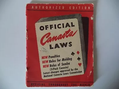 Official Canasta Laws Authorized Edition - Large Pocket Size 32 Page Booklet • £1.25