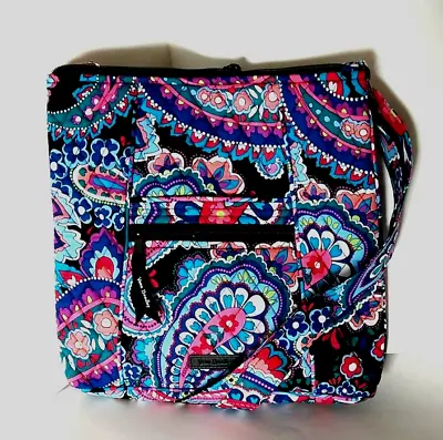 NWT Vera Bradley Top Zip Hipster Crossbody Bag In Haymarket Paisley Black • $39.99