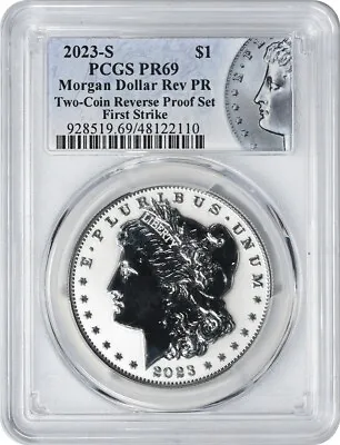 2023-S Morgan Silver Dollar Two-Coin Reverse Proof Set PR69 FS PCGS Morgan Label • $119