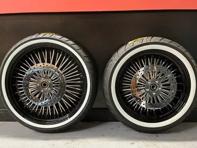 FLSTN BLACK WHEELS DNA MAMMOTH 52 SPOKE WHEELS 21x3.5/18x4.25 HD SOFTAIL DELUXE • $1995