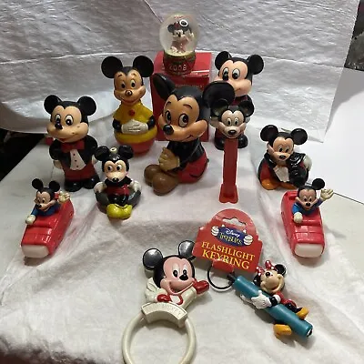 Vintage DISNEY Mickey Mouse Toys Lot Of 12 Bank Fishing Bobber PEZ Bubbles • $30