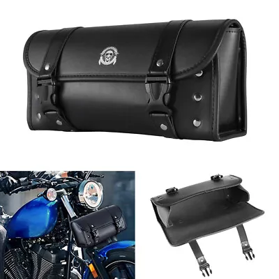 12'' Motorcycle Fork Tool Bag SaddleBag Storage Pouch Luggage Handlebar Leather • $27.99