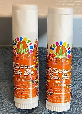 2 HEMPZ Buttercream  Birthday Cake Bite Herbal LIP BALM .53oz X 2 NEW Sealed $20 • $12.99