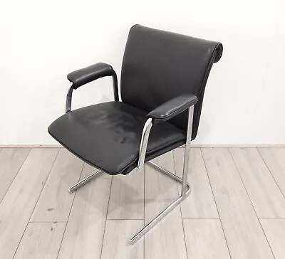 Boss Design Delphi Boardroom Chair Cantilever Frame Stackable Black Leather • £234