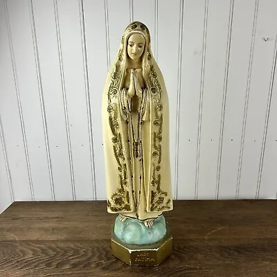 Vintage Virgin Mary Lady Fatima Chalk Ware Statue With Praying Hands 19” • $69.95