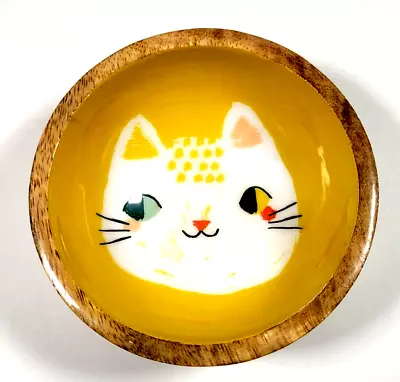 Danica Studio Meow Meow Mango Wood Small Serving Bowl 4  Diameter • $9.96