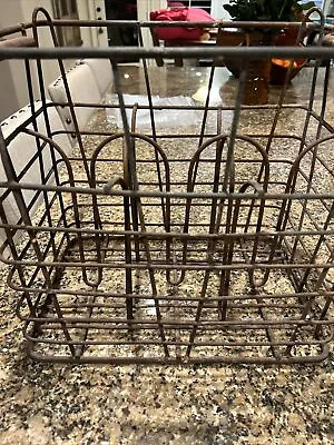 Antique Metal And Wire Dairy Milk Bottle Carrier Holder Crate Vintage  • $24.95