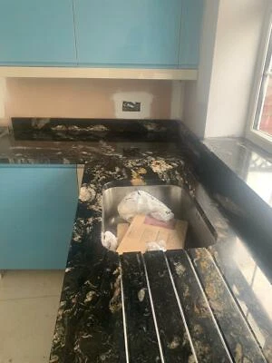 £3.99 • Buy Natural Cosmic Black Granite Kitchen Worktop Countertops Quality Stone Sample