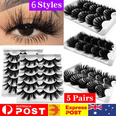 $6.45 • Buy 5 Pairs 3D Natural Thick False Fake Eyelashes Eye Lashes Mink Makeup Extension