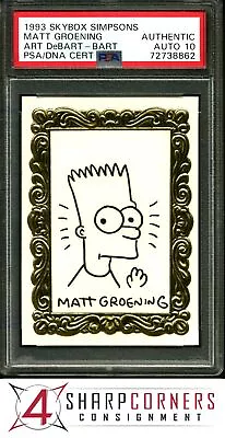 1993 SKYBOX SIMPSONS ART DeBART MATT GROENING #/400 POP 5 PSA AUTH DNA AUTO 10 • $1629