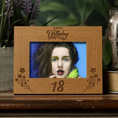 Happy 18th Birthday Wooden Photo Frame Gift FW123 • £13.98