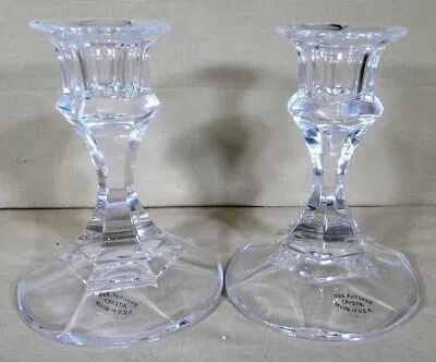 Vintage Pair Crystal Clear 24% Lead Crystal Glass Candlesticks Candle Holders • $11.69