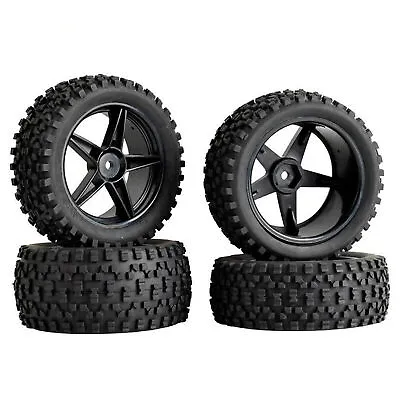 4Pcs RC Tires & Wheel Rims Set 12mm Hex Hub For 1/10 Off Road Car Buggy Truck • £13.92