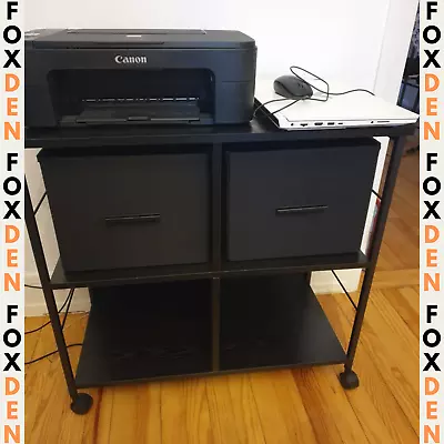 Black Under Desk Filing Cabinet 2 Drawers And Wheels Home Office Storage Shelves • £64.95