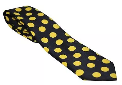 Polka Dot Circle Ball Necktie Skinny Ties Black Yellow • $5.50