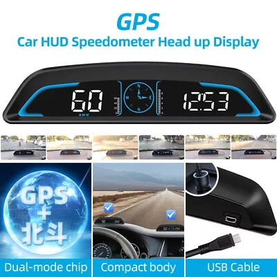 Digital GPS Speedometer Universal Head Up Display Car HUD Gauge MPH Speed Alarm • $46.99