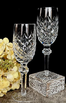 $169.97 • Buy (2) Waterford Crystal POWERSCOURT 8 1/8  Fluted CHAMPAGNE Glass Old Mark Ireland
