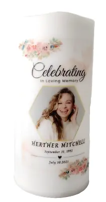 Personalized Photo Flameless LED Candle Celebration Of Life In Loving Memory • $21.49