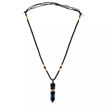  Colorful Fluorite Crystal Hexagonal Prism Necklace Miss Pendant For Men Jade • £6.28