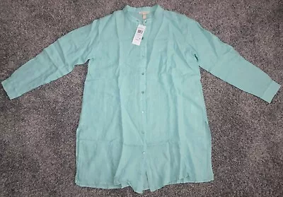 Elieen Fisher Women's Handkerchief Linen Mandarin Collar Long Shirt NEW Size S/P • $80
