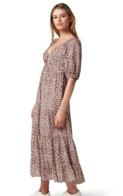 $29.95 • Buy Forever New Dress 14 Kourtney Tiered Midi Dress Leopard Animal