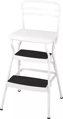 Cosco White Retro Counter Chair / Step Stool With Lift-Up Seat • $68.99