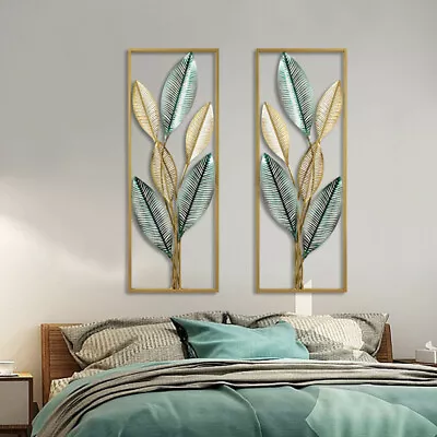 Framed Metal Wall Art Tree Leaves Hanging Sculpture Backdrop Home Decor 85*31CM • £99.99