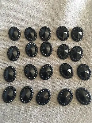 20 Black Oval Flat Backs Cabochons Decoden Kawaii • £0.99