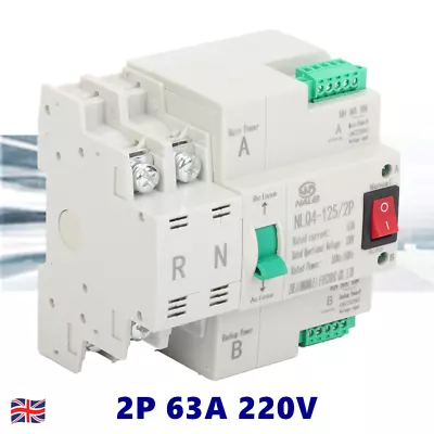 £21.88 • Buy 2P 63A Dual Power Automatic Transfer Switch Quick Changeover PC Level Manual