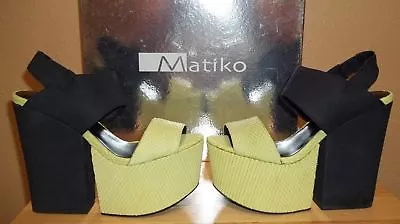 Matiko Amazee Women Black/Yellow Leather High Heel/Platforms Shoes New US 7.5 • $29.99