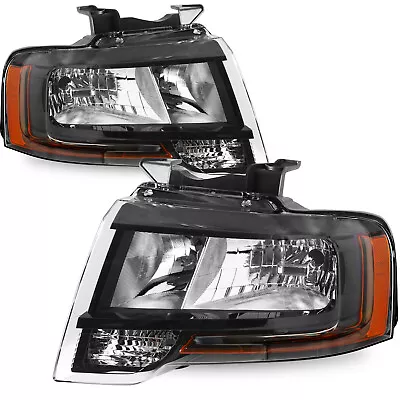 Headlights For 2015 2016 2017 Ford Expedition Black Headlamps Assembly Pair L+R • $495.99
