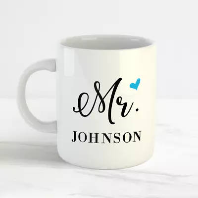 Personalised Mr Surname Mug Anniversary Wedding Coffee Mug Tea Cup Wedding Gift • £9.99