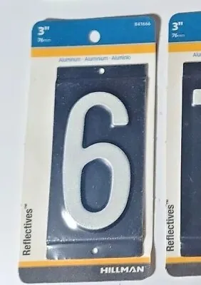 3  Hillman Numbers Black Aluminum #6 And #9  In Sticker Mailbox 76Mm Reflective • $1.99