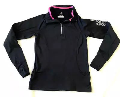 MPG Mondetta Performance Gear Womens 1/4 Zip Pullover Slim  Thumbholes XS BLACK • $4.31