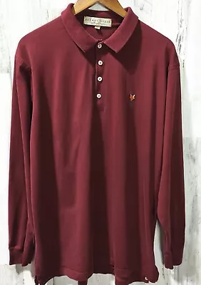 Robert Bryan Long Sleeve Golf Polo Embroidered Logo Burgundy Men's XL • $12