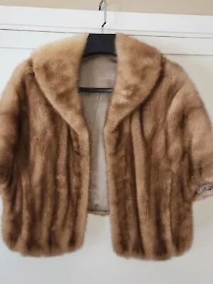 Vintage Mink Fur Stole Cape Shawl Light Brown Perfect For A Winter Wedding • $75