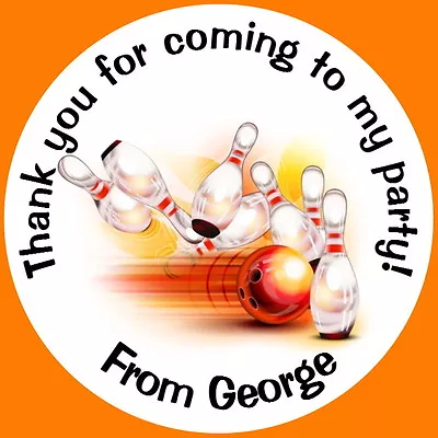  Personalised Gloss Bowling  Party Bag Sweet Cone Stickers  • £4.55
