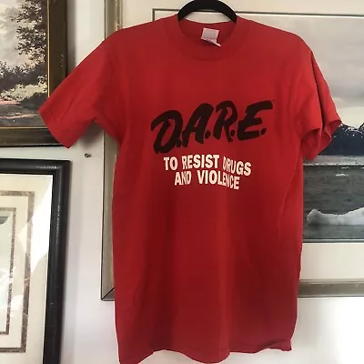 Dare To Resist Drugs And Violence Red T-Shirt Vtg Sz M A1309 • $22