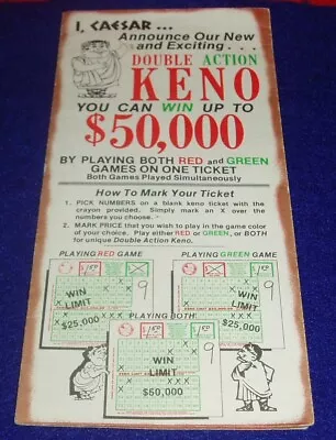 The CAESARS PALACE  Hotel Casino Keno Payout Pay Offs Brochure Las Vegas Vintage • $6.99