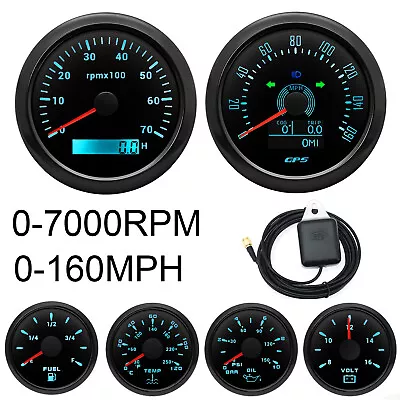 6 Gauge Set GPS Speedometer Waterproof Fit Truck Car Marine Boat Yacht Universal • $130.89