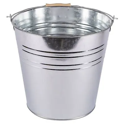 1x 15L Galvanised Steel Bucket Metal Outdoor Garden Ash Ashtray Ice Tub Bin • £11