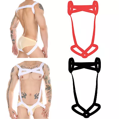 Men's Stretchy Jock Strap Thong Underwear Chest Straps Harness Elastic Bodysuit • £11.03