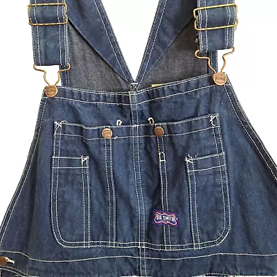 Big Smith Bib Overalls Mens 40 X 27 Blue Cotton Denim Jean Carpenter Farm Grunge • $16.99