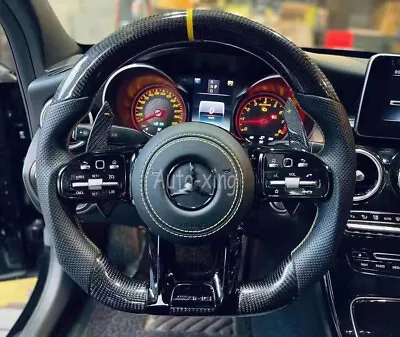 100%AMG Carbon Fiber Flat Custom Steering Wheel For Mercedes-Benz AMG Old To New • $1060.53