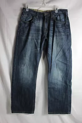 Wrangler Jeans Mens 32x29 Blue Premium Denim Straight Fit 95CNWQN Distressed • $13.99