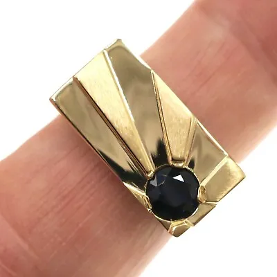 Mens Classic 14k Solid Yellow Gold 1ct Natural Blue Sapphire Ring Size 9.75 • $1296.75