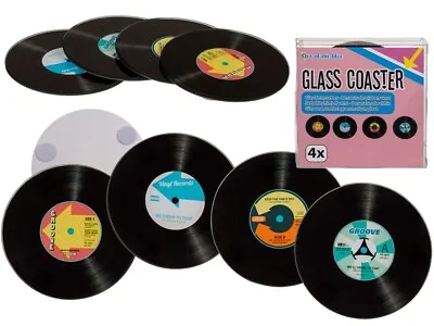 £5.95 • Buy Glass Coasters 4 PK Record Vintage Vinyl Design 