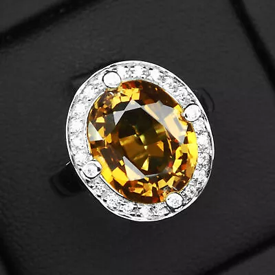 Beautiful Sapphire Yellow Golden 9.4CT. 925 Sterling Silver Ring Size 6 Wedding • $24.99