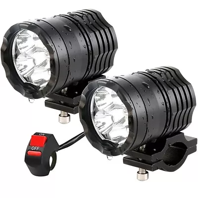 Pair LED Spot Light Motorcycle Headlight Driving Fog Lamp Waterproof Off-Road • $34.67